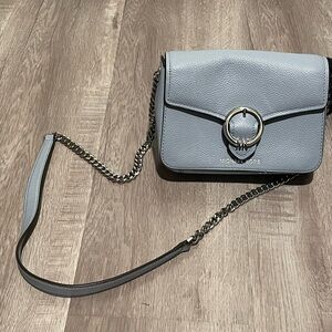 Michael Kors Light Blue Wanda Leather Purse with silver Chain Strap